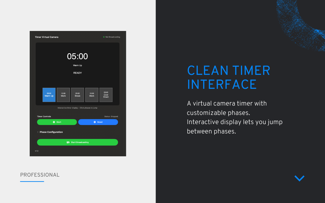 Timer Virtual Camera Main Interface